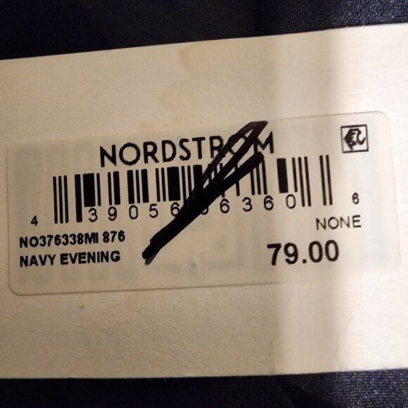 Nordstrom Satin Border Silk Chiffon Scarf NWT Navy - Picture 4 of 8